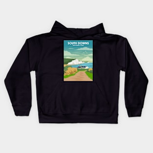 South Downs National Park England Travel Poster Kids Hoodie